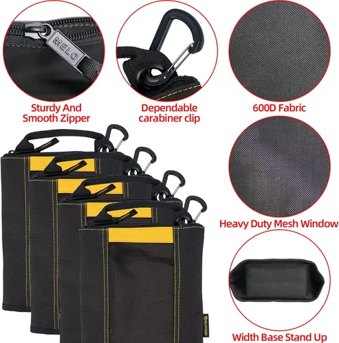 Miniatura 2 de MELOTOUGH Bolsa Pequeña para Herramientas Bolsa de Sujetadores Bolsa de Lona de Utilidad Bolsas con Cremallera para Herramientas Bolsa de Amarillo
