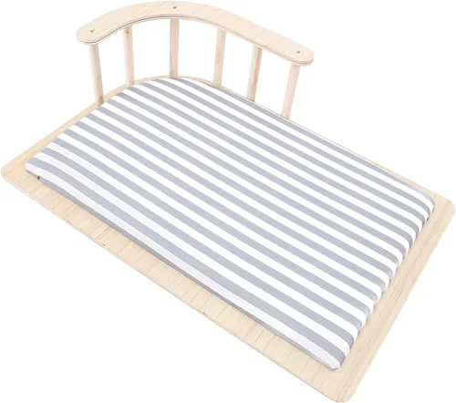 Miniatura 6 de Elevated Cat Bed Raised Cat Bed Wooden Hammock with Soft Warm Cushion & Fence for Small Dogs Cats Easy Assembly Cleaning (Striped Style)