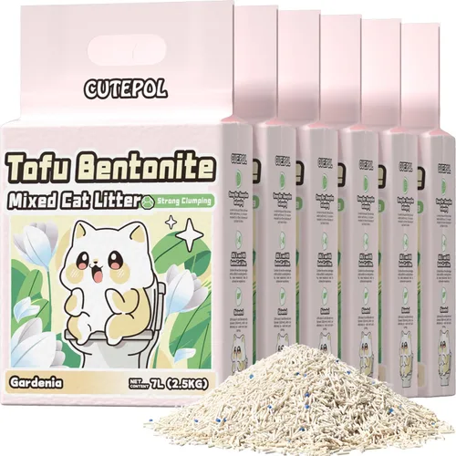 Miniatura 11 de Arena aglutinante mixta 4 en 1 para gatos, 16.5 libras, control de olores y agrupación rápida, absorbente de agua y desechable, sin polvo