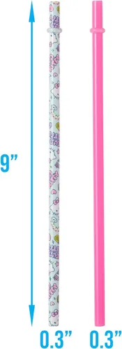 Miniatura 2 de Silver Buffalo Sanrio's Hello Kitty Kawaii Treats - Juego de 4 pajitas de plástico reutilizables, 10 x 1.5 x 25 pulgadas, rosa