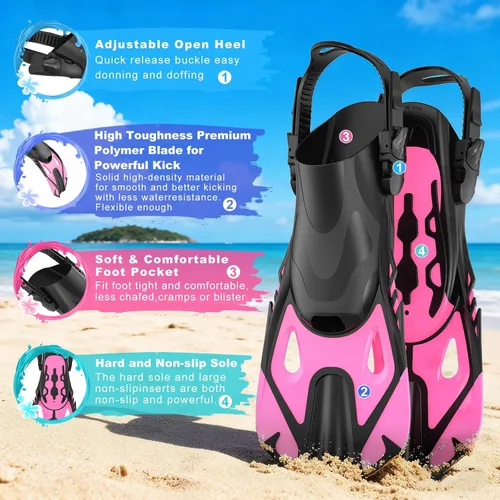 Miniatura 4 de Snorkeling Gear for Adults, Mask Fin Snorkel Set, Dry Top Snorkel Mask, Panoramic View Anti-Leak Anti-Fog 3 in 1 Snorkeling Kit Travel Diving