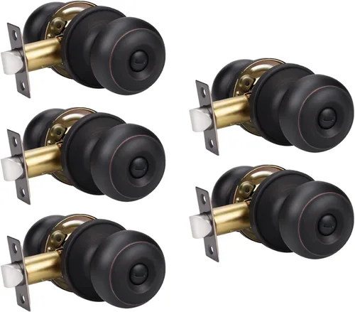 Miniatura 44 de KNOBWELL Pomos de puerta de privacidad, pomo de puerta de cama y baño con cerradura, pomos de puerta de bronce aceitado interior, pomo de puerta