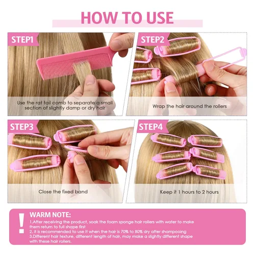 Miniatura 3 de Syhood 43 piezas rodillos de esponja de espuma para cabello para mujeres, rizadores suaves para dormir de 0.59 pulgadas, herramienta de rizadores