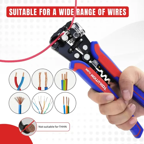 Miniatura 6 de Herramienta pelacables autoajustable 3 en 1, pelacables, prensado y corte de cables eléctricos de alta resistencia para 10-24 AWG