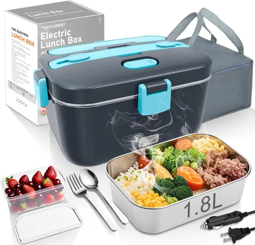 Miniatura 10 de COZYEXPERT Lonchera Eléctrica Portátil Calentadora de Alimentos 100W 1.8L Calentador de Alimentos Portátil para Adultos 12V/24V/110-230V para Negro