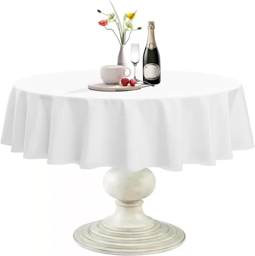 Miniatura 25 de Softalker Mantel Redondo, Impermeable y Resistente a las Manchas, Mantel de Tela Sin Arrugas, Lavable, Poliéster de 210GSM, Cubierta de Mesa