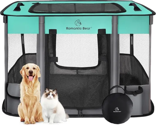 Miniatura 10 de Corralito para perros, corralito para mascotas, corralito plegable para cachorros y gatos, carpa jaula portátil para ejercicio, cubierta de sombra