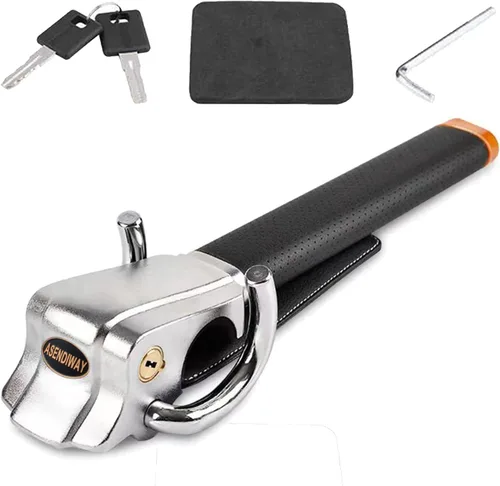 Cerradura de volante universal antirrobo dispositivo de seguridad resistente para vehículo, camión, SUV, furgoneta, con 2 llaves, color negro