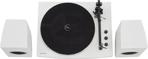 Miniatura 3 de Crosley T150B-WH - Moderno sistema de tocadiscos Bluetooth de 2 velocidades con brazo de tono ponderado variable y altavoces estéreo, color blanco