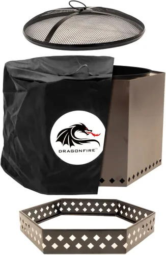 Miniatura 10 de Dragonfire Chimenea portátil sin humo, accesorios incluidos: parrilla, soporte base, estuche de transporte. Pozo de fuego al aire libre de pellets