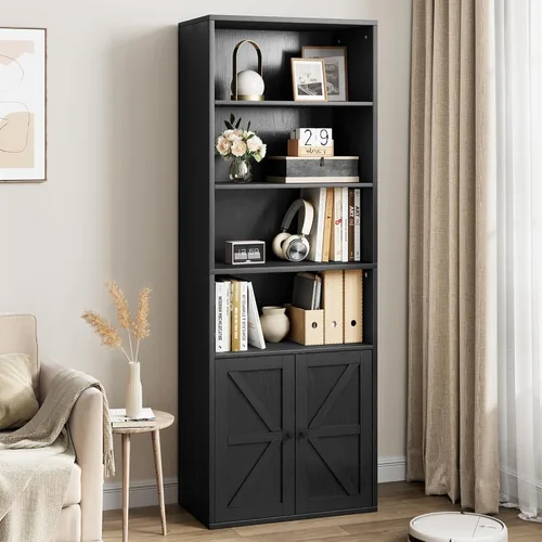 IDEALHOUSE Estantería industrial con puertas de 11.8 pulgadas de profundidad, estantes de almacenamiento de 71.4 pulgadas de alto, estanterías de