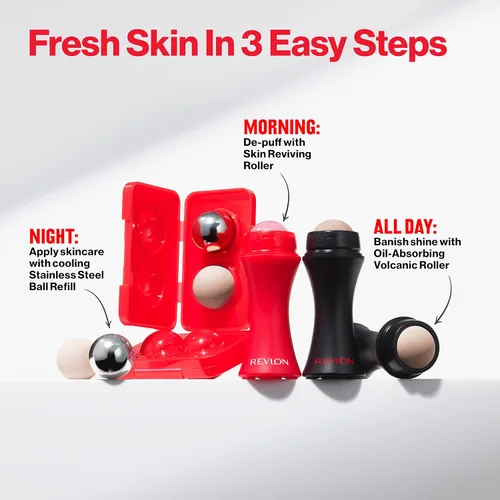 Miniatura 6 de Revlon - Paquete de recambio para el rodillo facial absorbente y refrescante, con piedras volcánicas y de acero inoxidable en una funda
