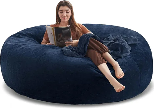 Miniatura 23 de LKD Puf para adultos, 4 pies, puf con relleno, de espuma viscoelástica, puf de felpa, adecuado para dormitorio, balcón, juegos, ocio, lectura