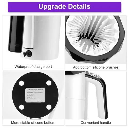 Miniatura 7 de MYPIN Limpiador automático recargable de patas de perro, color negro, taza portátil para lavadora de patas de mascotas con cepillo de silicona