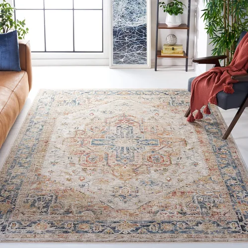 Miniatura 12 de SAFAVIEH Silverado Collection - Alfombra para pasillo, 2 x 8 pies, azul y óxido, diseño vintage envejecido, no desprende pelusa y de fácil cuidado