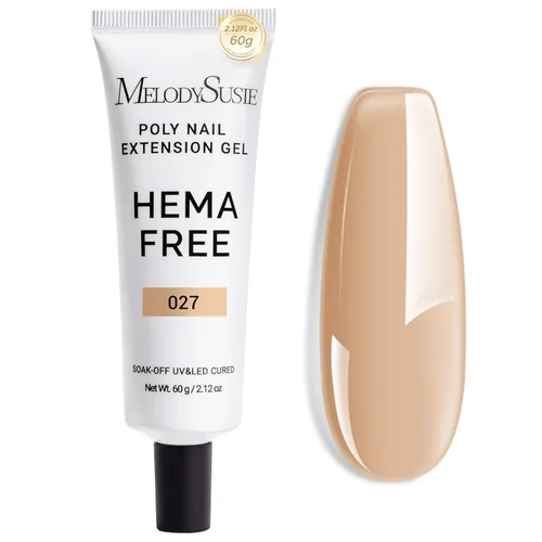 MelodySusie Gel de Extensión de Uñas Poly 60g, Libre de Hema, Secar con UV, Cura con Lámpara, Engrosador, Diseño Artístico, Manicura, Regalo para