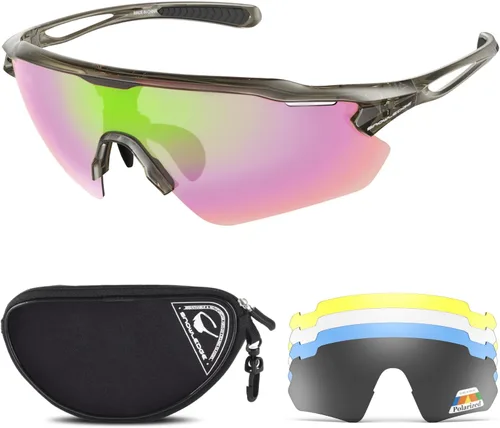 Miniatura 14 de Gafas de ciclismo, lentes deportivos polarizados con marco irrompible TR90, anti-UV400 A #GunGrey-Grey a base de lentes REVO IceBlue