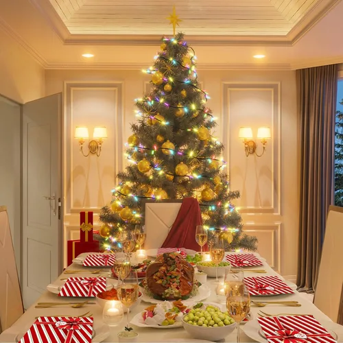 Miniatura 7 de 50 servilletas de papel de Navidad, caja de regalo, con lazo de 3 capas, toallas de invitados de Navidad para fiesta de Navidad, servilletas