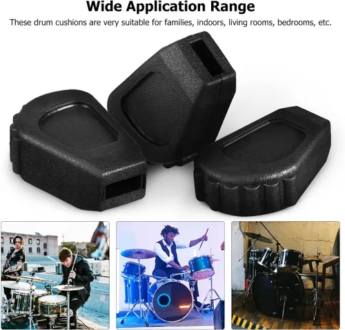 Miniatura 7 de Juego de 6 almohadillas de tambor, protectores de estante de instrumentos, protectores de tambor, protectores de pies de goma, kit de tambor