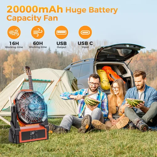 Miniatura 5 de Ventilador de camping recargable CosyHack, ventilador a batería con luces, ventiladores de playa al aire libre para tienda de campaña, 4
