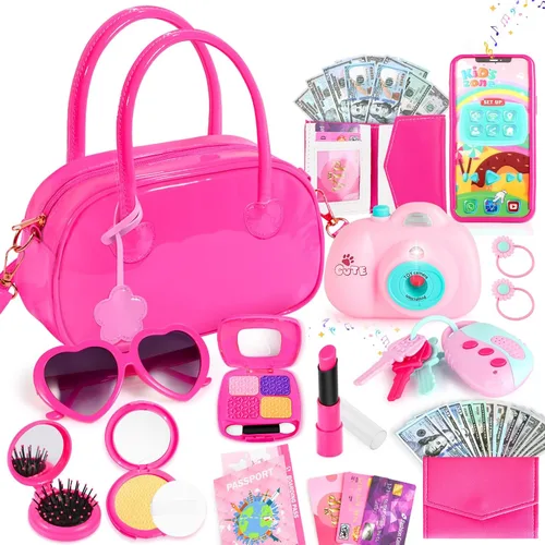 Miniatura 9 de INNOCHEER Bolso de niñas pequeñas, bolso de juguete para niños con maquillaje de fantasía, bolso de juego para niñas pequeñas, bolso de juego