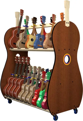 Miniatura 9 de Carrito de almacenamiento de ukelele móvil para escuelas - The Band Room Estante de aula para 18 o 30 instrumentos Fabricado en Estados Unidos