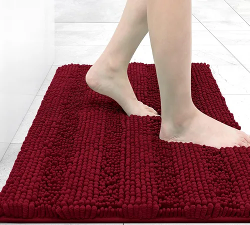Miniatura 136 de Grandaily Alfombras de baño de felpilla a rayas de 24 x 16 pulgadas, extra gruesas y suaves, absorbentes, parte trasera de goma, alfombra de ducha