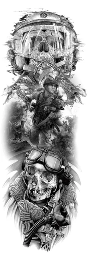 Miniatura 7 de Mangas militares tatuajes temporales de brazo completo negro militar pegatinas de tatuaje falso estilo guerra arte corporal tatuaje brazo