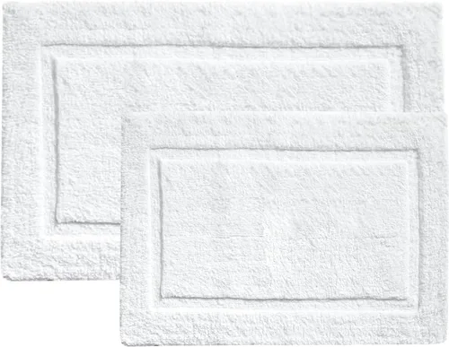 Miniatura 15 de voyzz home Juego de 2 alfombras de baño reversibles de 20 x 32 pulgadas a 17 x 24 pulgadas, 100 % algodón copetudo a mano, suaves y absorbentes