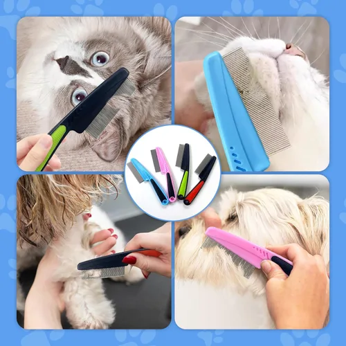 Miniatura 6 de 2 piezas de peines antipulgas para perros y gatos, peine multifuncional mejorado para mascotas, peine antipulgas para eliminación de pelo, cepillo