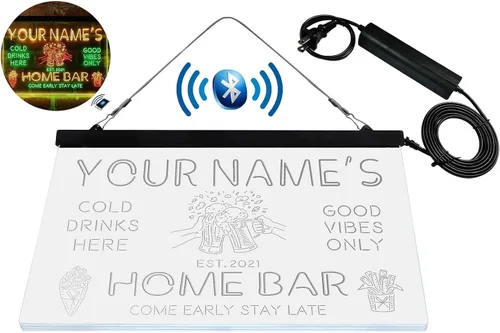 Miniatura 8 de Tazas de cerveza personalizadas para bar en casa, letrero de luz LED de neón tricolor, nombre personalizado, fecha, texto, cita, fuente verde, rojo