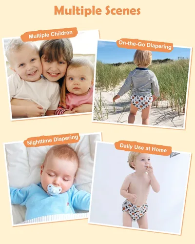 Miniatura 5 de babygoal Pañales de Tela Grandes Paquete de 13 para Niños Pequeños de 3-5 Años, Cubiertas de Pañales de Tela Paquete de 6 con 6 Insertos y Bolsa