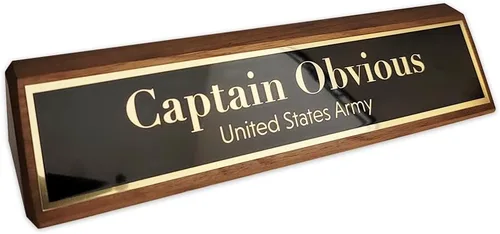 Miniatura 5 de Placa de nombre de cuña personalizada para escritorio, títulos y estilos personalizados (2 x 8 pulgadas, nogal macizo con placa de nombre)