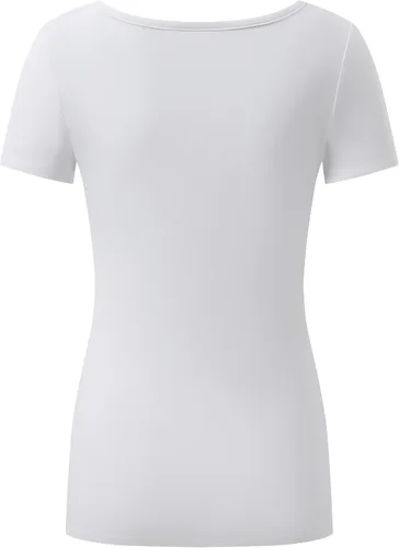 Miniatura 4 de OThread & Co. Camiseta de manga corta para mujer, cómoda, cuello cuadrado, capa elástica básica