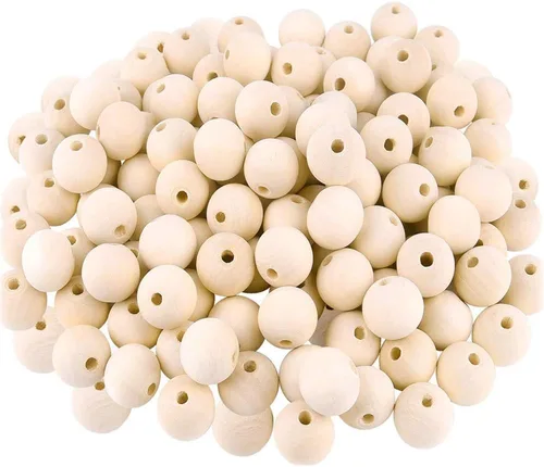 Miniatura 3 de 300 cuentas espaciadoras de madera de 0.315 pulgadas – Cuentas sueltas redondas de madera natural sin terminar