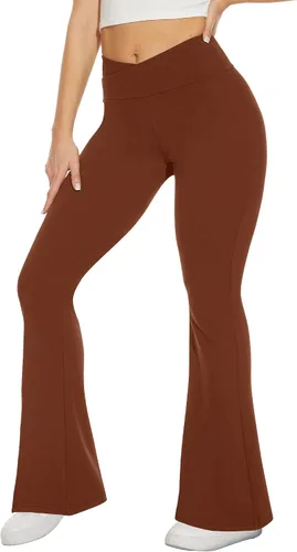 Miniatura 169 de TNNZEET Leggings acampanados negros para mujer, pantalones de yoga cruzados con bolsillos, corte de bota, leggings acampanados