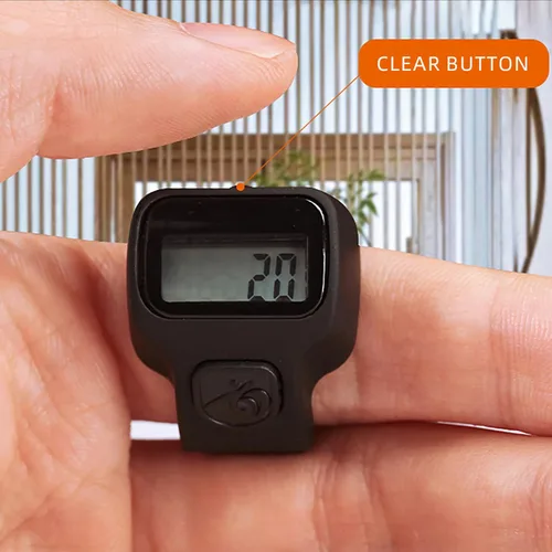 Miniatura 5 de Contador de dedos 5 canales digital Tasbih Número Clickers con pantalla LCD para contar oración tejer regalo deportivo Contador negro de moda