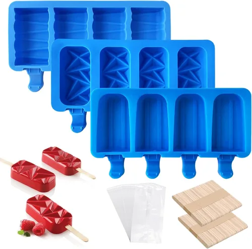 Miniatura 11 de Popsicle Mold Silicone Popsicle Molds,10-Cavity Homemade Popsicle Moulds,Easy Release Ice Pop Maker,BPA Free,with 100 Popsicle Sticks 100 Popsicle