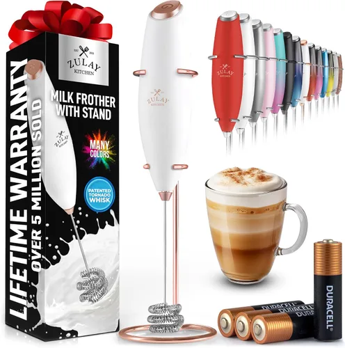 Miniatura 26 de Zulay Kitchen Espumador de leche de mano con pilas Duracell AA – Mezclador eléctrico ultrarrápido y creador de espuma, mezclador de bebidas fácil