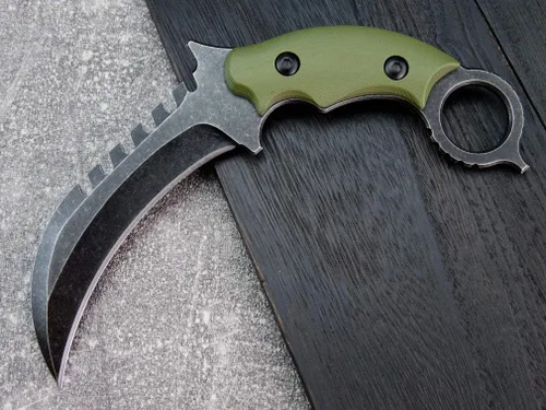 Miniatura 2 de C1696 Cuchillo de hoja fija, mango G10 de acero D2 de 4.3 pulgadas, herramientas EDC de supervivencia al aire libre con fundas Kydex (verde militar)