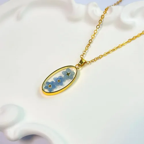 Miniatura 4 de Collar Forget Me Not – Collares de flores prensadas hechas a mano – Flores Forget-Me-Not que simbolizan el verdadero amor y respeto – Gran regalo