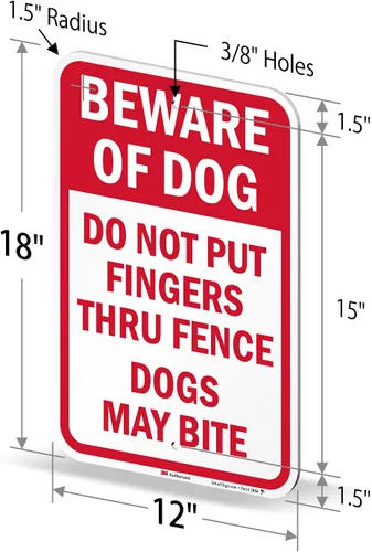 Miniatura 6 de SmartSign - K-9424-EG-12x18 "Cuidado con el perro - No pongas los dedos a través de la cerca, los perros pueden morder" 12 x 18 pulgadas 3M