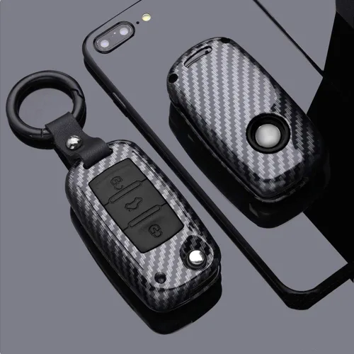 Miniatura 8 de SANRILY Funda roja para llave con tapa para Volkswagen Jetta Passat Golf Beetle GTI Tiguan EOS llavero titular elegante plástico ABS protección