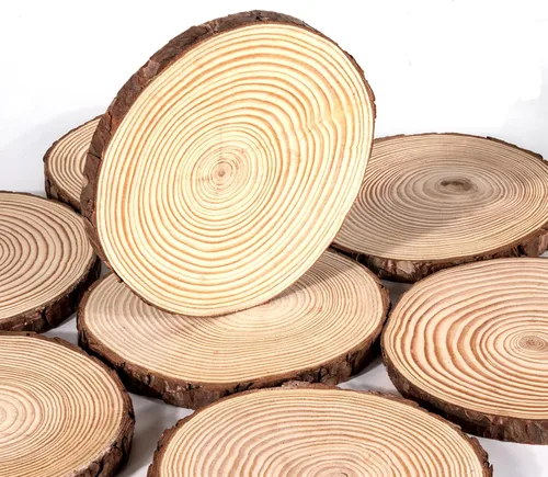 Miniatura 9 de Rebanadas de madera natural para centros de mesa, 8 centros de mesa de madera de 5.9 a 6.3 pulgadas para mesas, discos de madera redondos sin