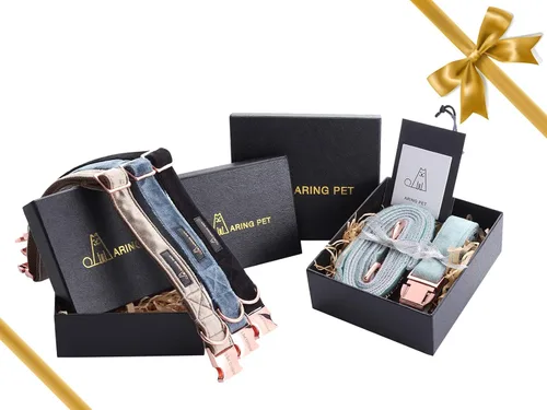 Miniatura 5 de ARING PET Collar y correa para perro, juego de collar y correa de terciopelo para perro, suave y cómodo, collares ajustables para perros