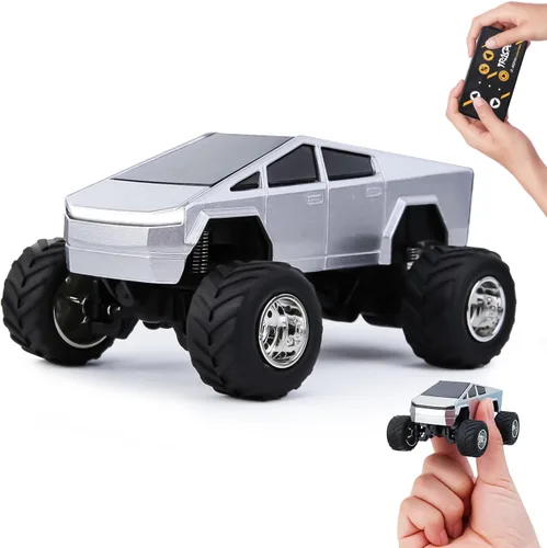 Mini camión RC, camión monstruo a escala 1:64, auto de control remoto con luces, 2.4 GHz y control remoto por aplicación, mini autos RC recargables