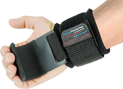 Miniatura 2 de Ganchos de acero para levantamiento de pesas de alta resistencia, juego de 2 guantes de entrenamiento acolchados de alta calidad Plano Negro 2
