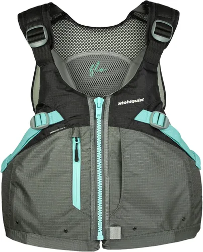 Stohlquist Chaleco salvavidas PFD para mujer, 8 puntos de ajuste para un ajuste definitivo, carcasa exterior Ripstop, flotación de espalda alta, Gris