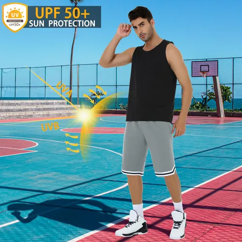 Miniatura 5 de JWM Pantalones cortos largos de baloncesto para hombre con bolsillos con cremallera, malla de 11 pulgadas, pantalones cortos deportivos de secado