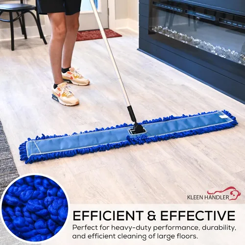 Miniatura 8 de Kleen Handler Trapeador de polvo de microfibra de 48 pulgadas Reemplazo de cabezal de trapeador comercial lavable extra grande, paquete de 6 Azul